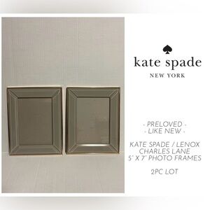 KATE SPADE / LENOX - 2PCS - LIKE NEW - 5X7 CAMEL / GOLD CHARLES LANE PHOTO FRAME